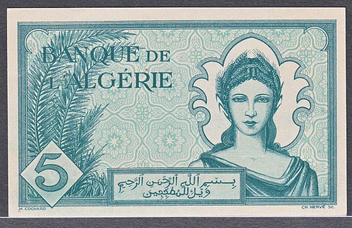 Algeria, 5 Francs, 1942, P-71, V460, ChCU